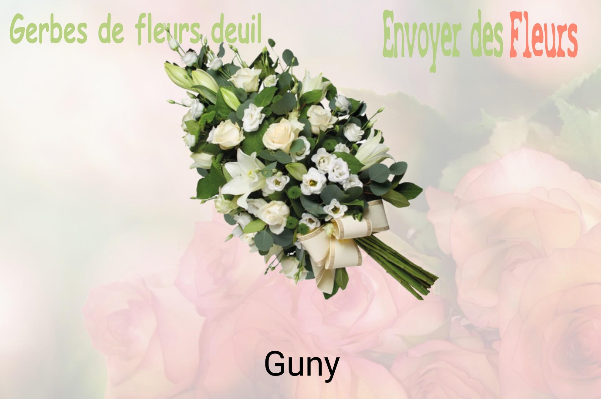 Gerbe de fleurs de deuil livrée à Guny